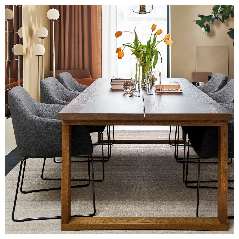 IKEA MÖRBYLÅNGA / TOSSBERG Tavolo E 6 Sedie Impiallacciatura Di Rovere Mordente Marrone/Gunnared Grigio Scuro Nero 220x100 Cm