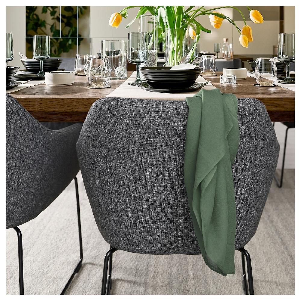 IKEA MÖRBYLÅNGA / TOSSBERG Tavolo E 6 Sedie Impiallacciatura Di Rovere Mordente Marrone/Gunnared Grigio Scuro Nero 220x100 Cm