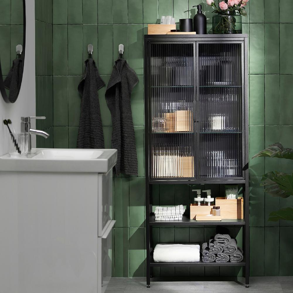 IKEA MOSSJÖN Vetrina A 2 Ante Antracite 60x34x146 Cm