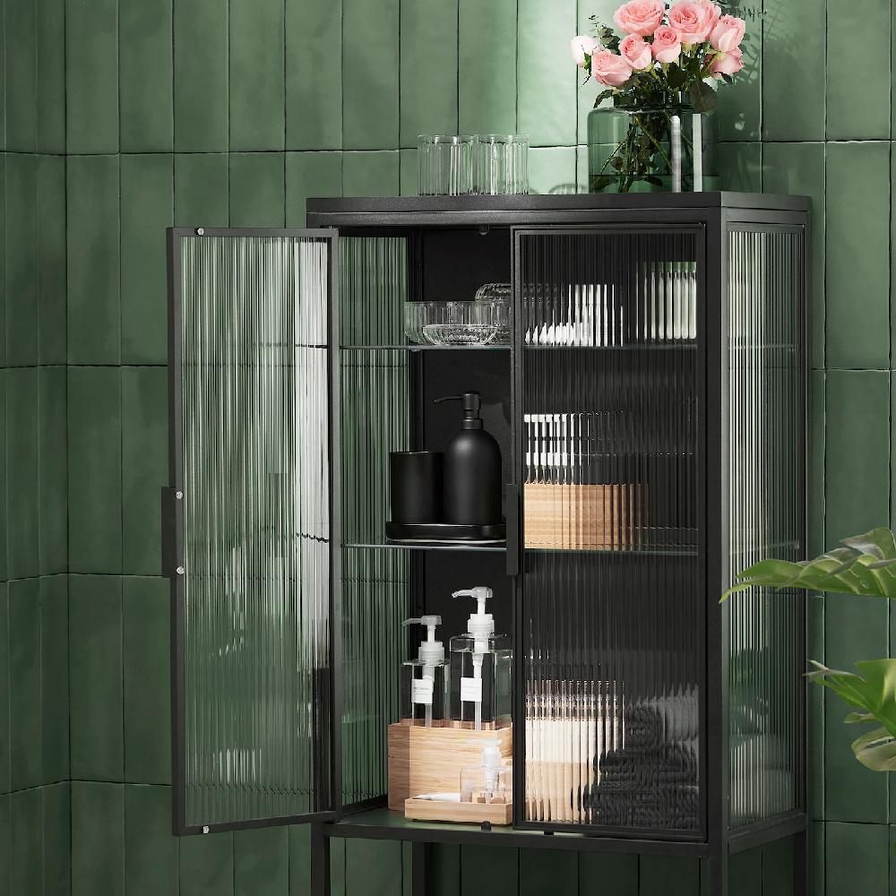 IKEA MOSSJÖN Vetrina A 2 Ante Antracite 60x34x146 Cm