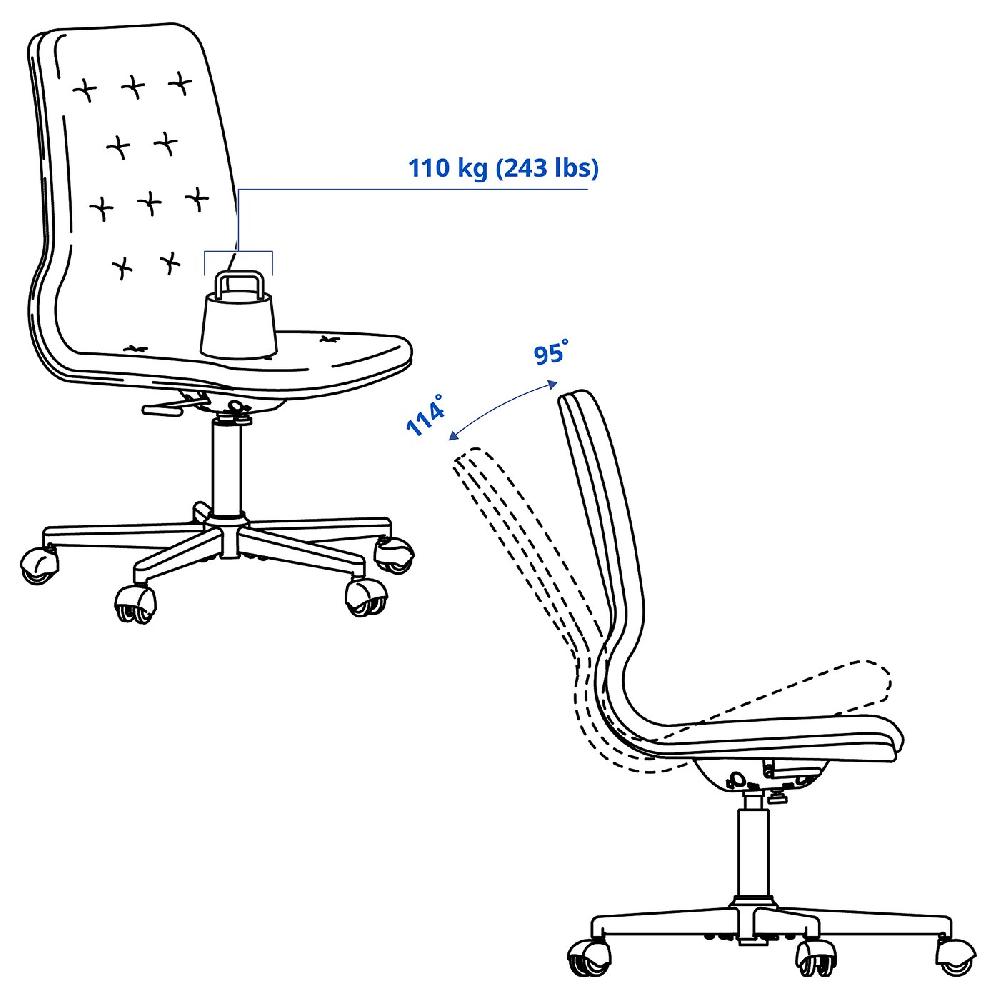 IKEA MULLFJÄLLET Sedia Per Riunioni Con Rotelle Naggen Grigio Scuro