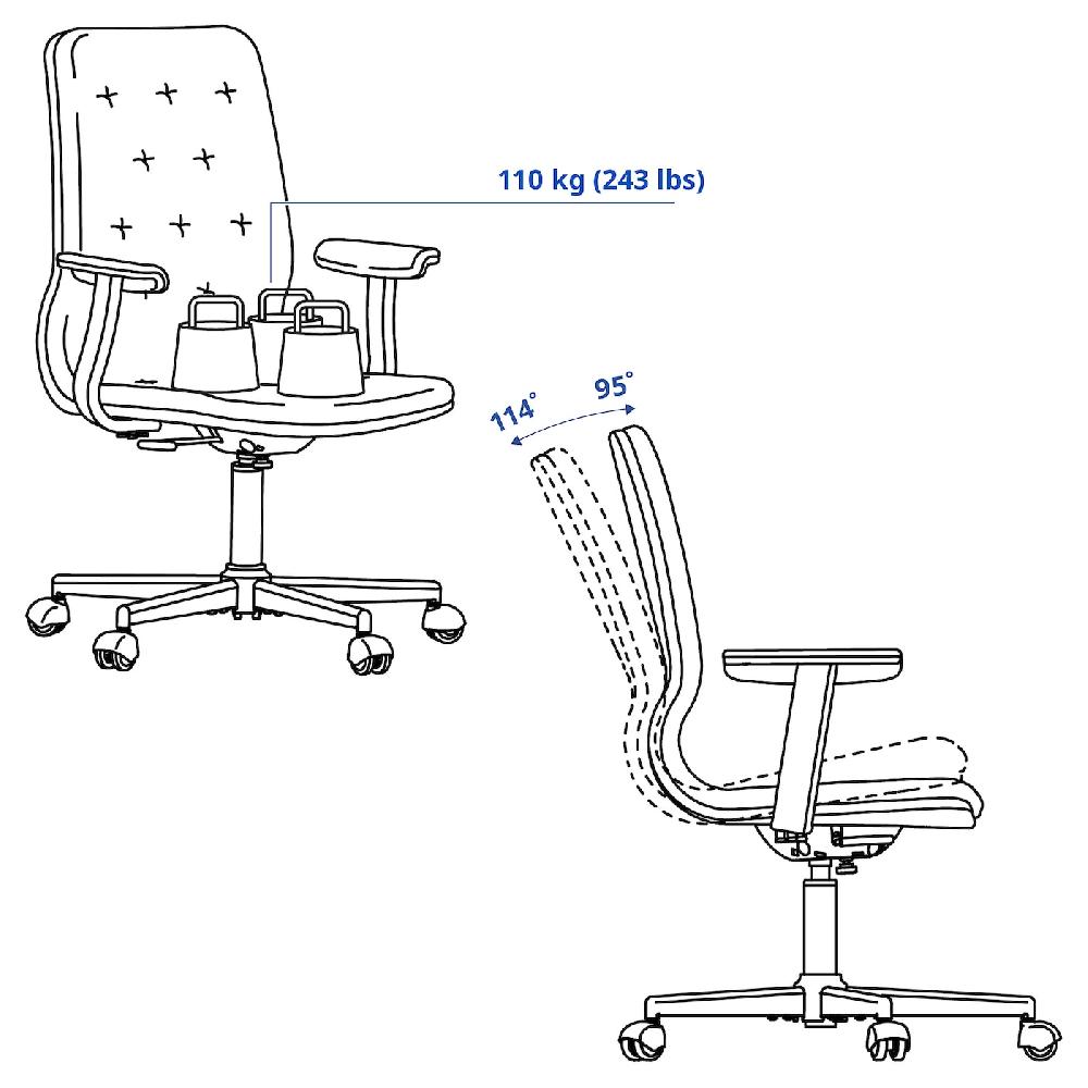 IKEA MULLFJÄLLET Sedia Per Riunioni Con Rotelle Naggen Beige