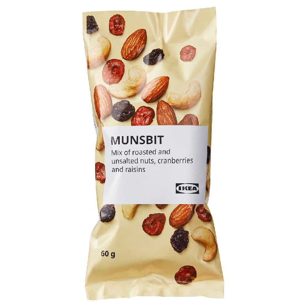IKEA MUNSBIT Mix di noci tostate mirtilli rossi e uvetta non salato 60 g