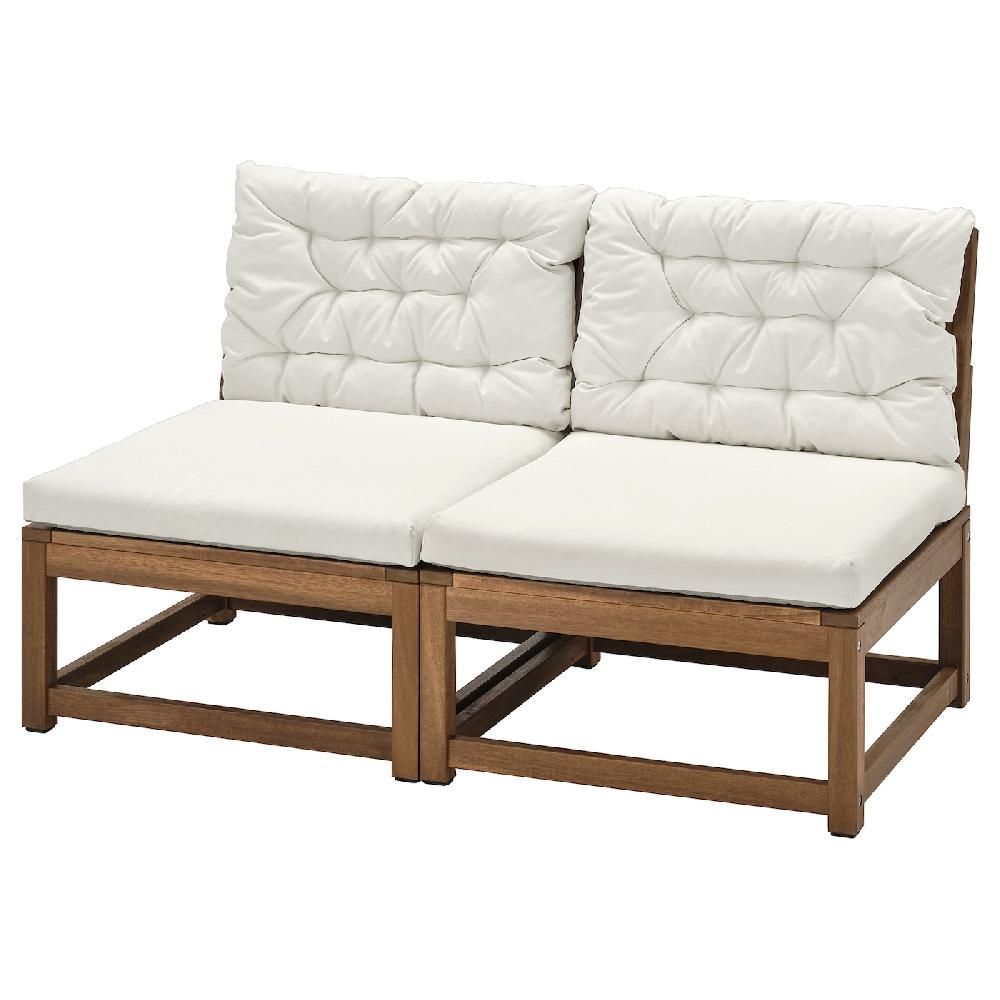 IKEA NÄMMARÖ Divano componibile 2 posti esterno mordente marrone chiaro/Kuddarna grigio chiaro-beige