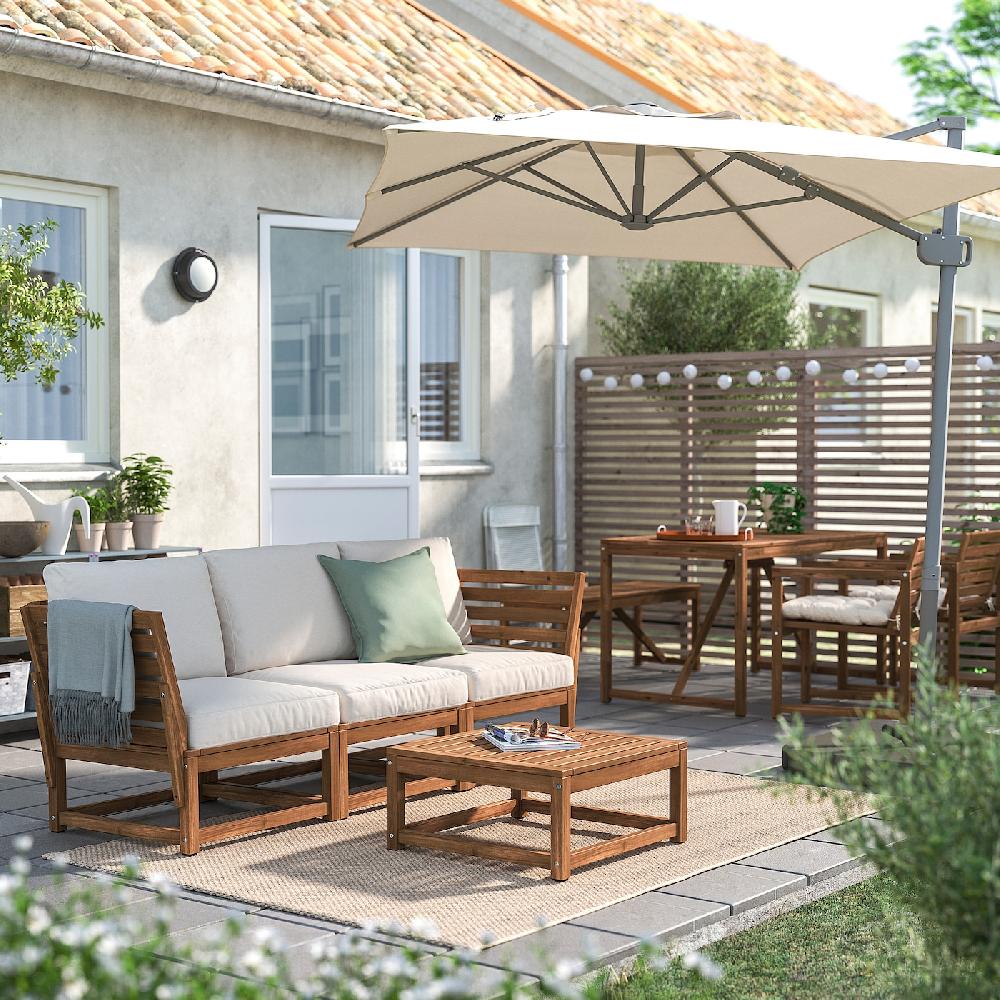 IKEA NÄMMARÖ Divano Componibile 3 Posti Esterno Braccioli Mordente Marrone Chiaro/Frösön/Duvholmen Beige