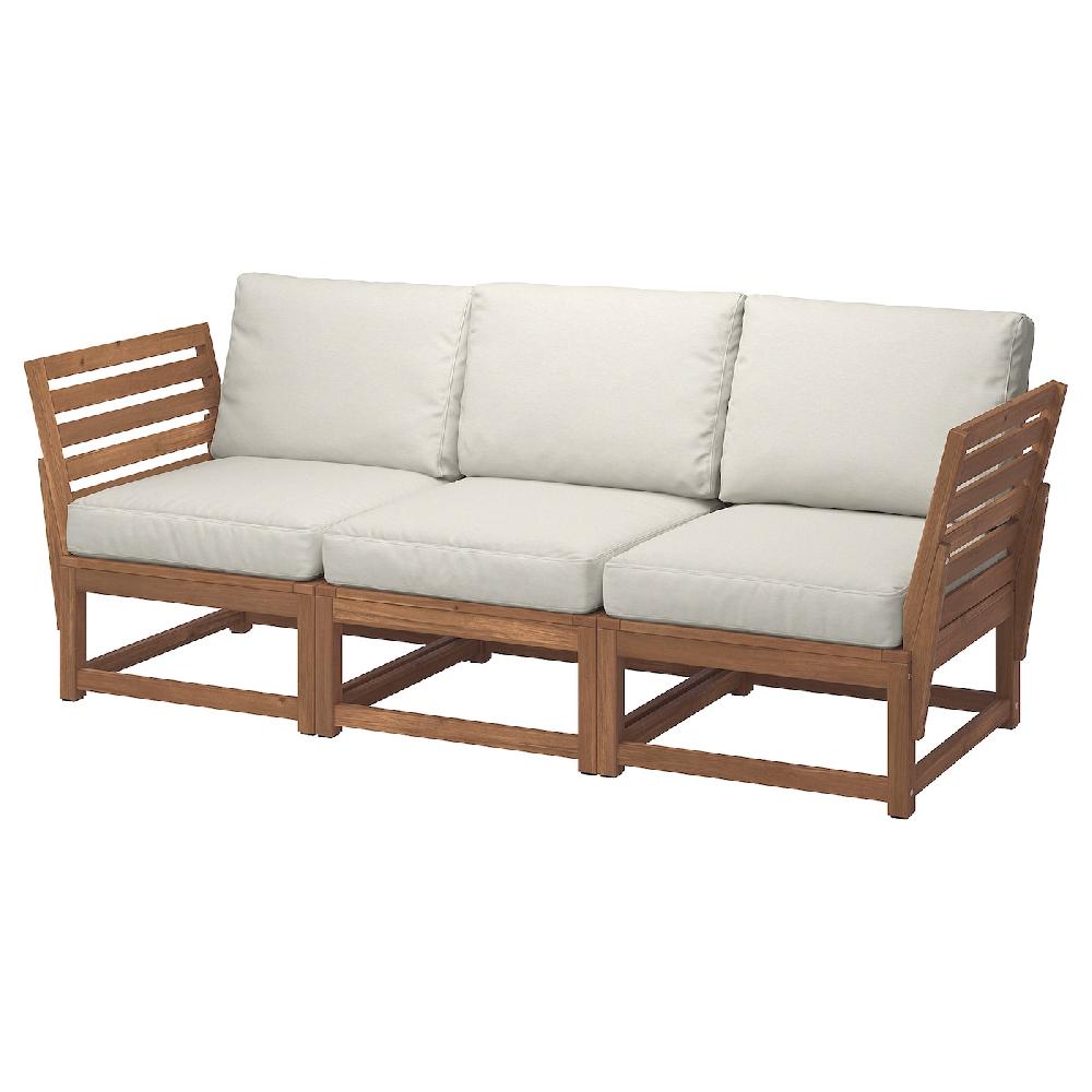 IKEA NÄMMARÖ Divano componibile 3 posti esterno braccioli mordente marrone chiaro/Frösön/Duvholmen beige