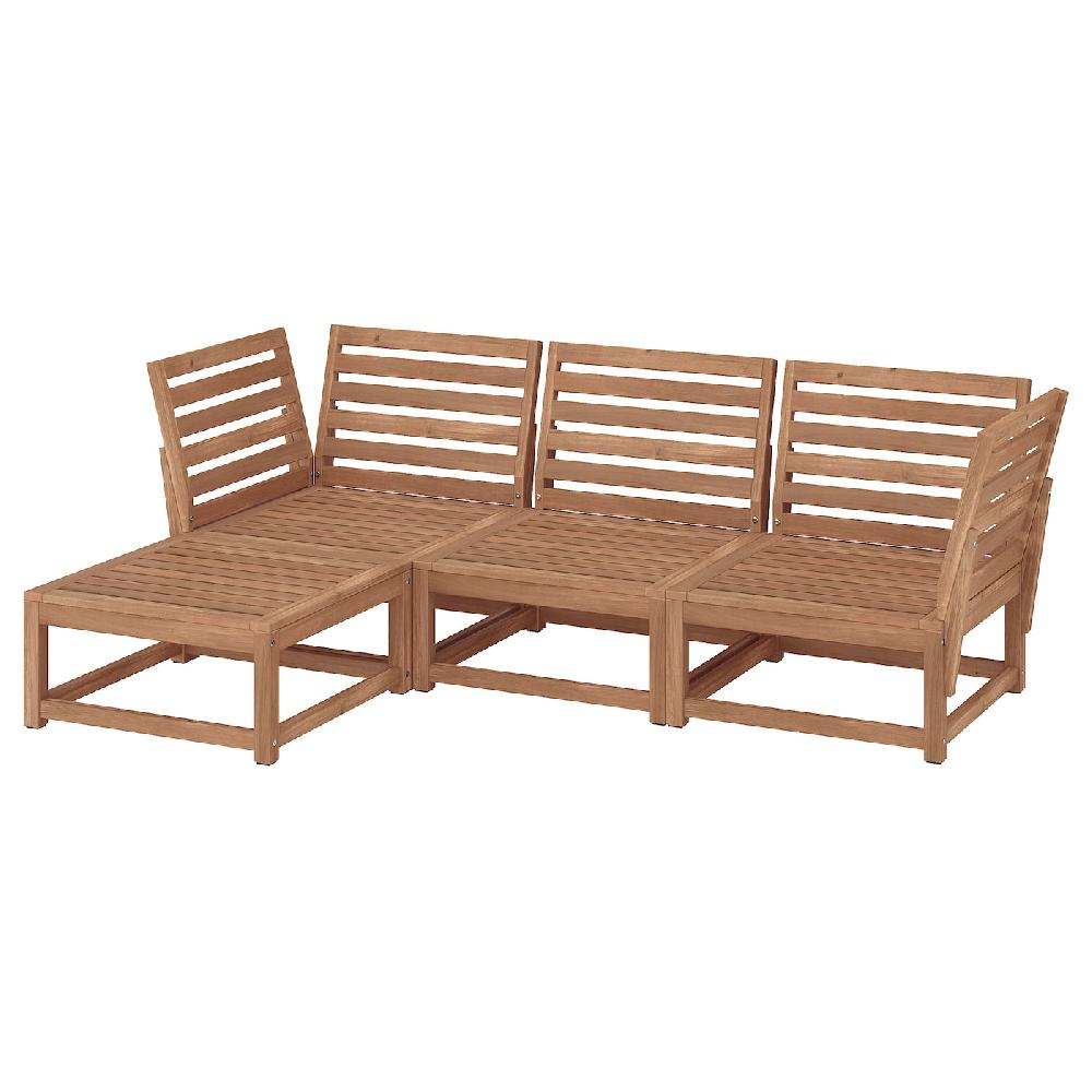 IKEA NÄMMARÖ Divano Componibile 3 Posti Esterno Con Poggiapiedi Mordente Marrone Chiaro/Kuddarna Grigio Chiaro-beige