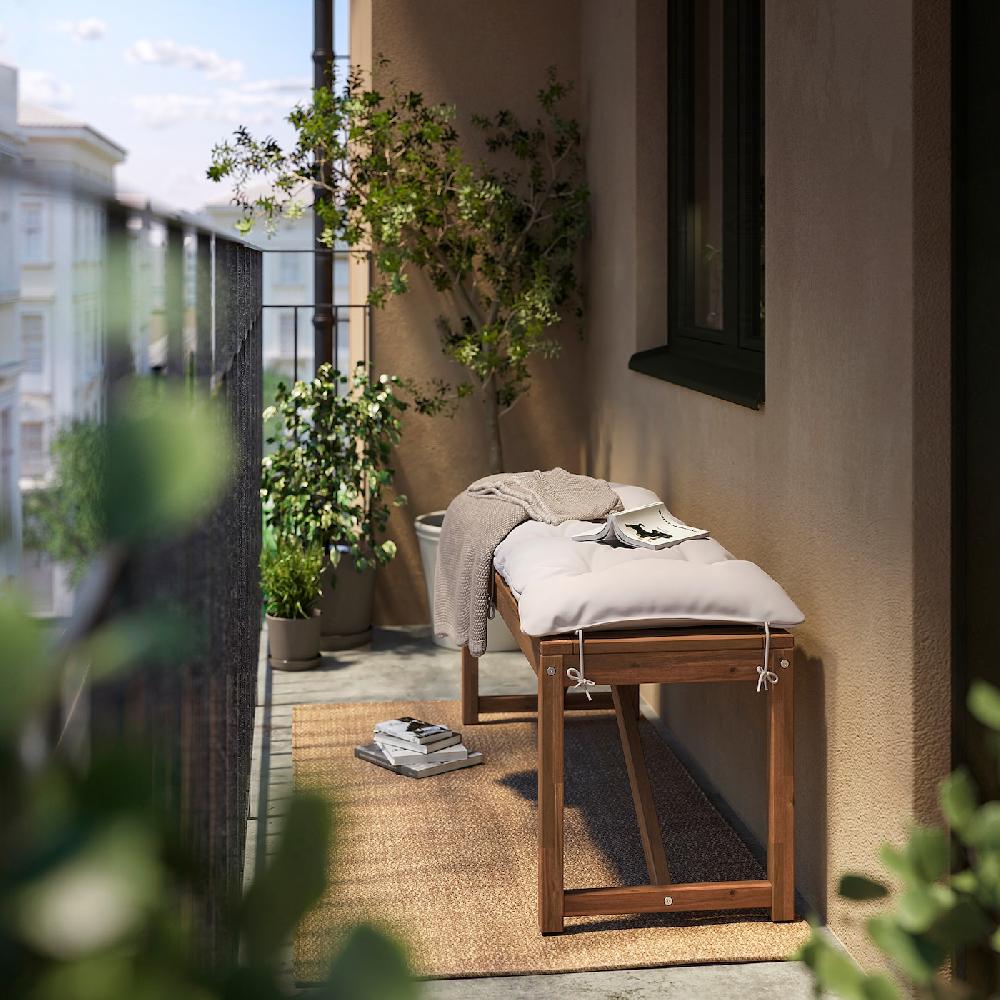 IKEA NÄMMARÖ Panca Con Cuscino Mordente Marrone Chiaro/Kuddarna Grigio Chiaro-beige 120 Cm