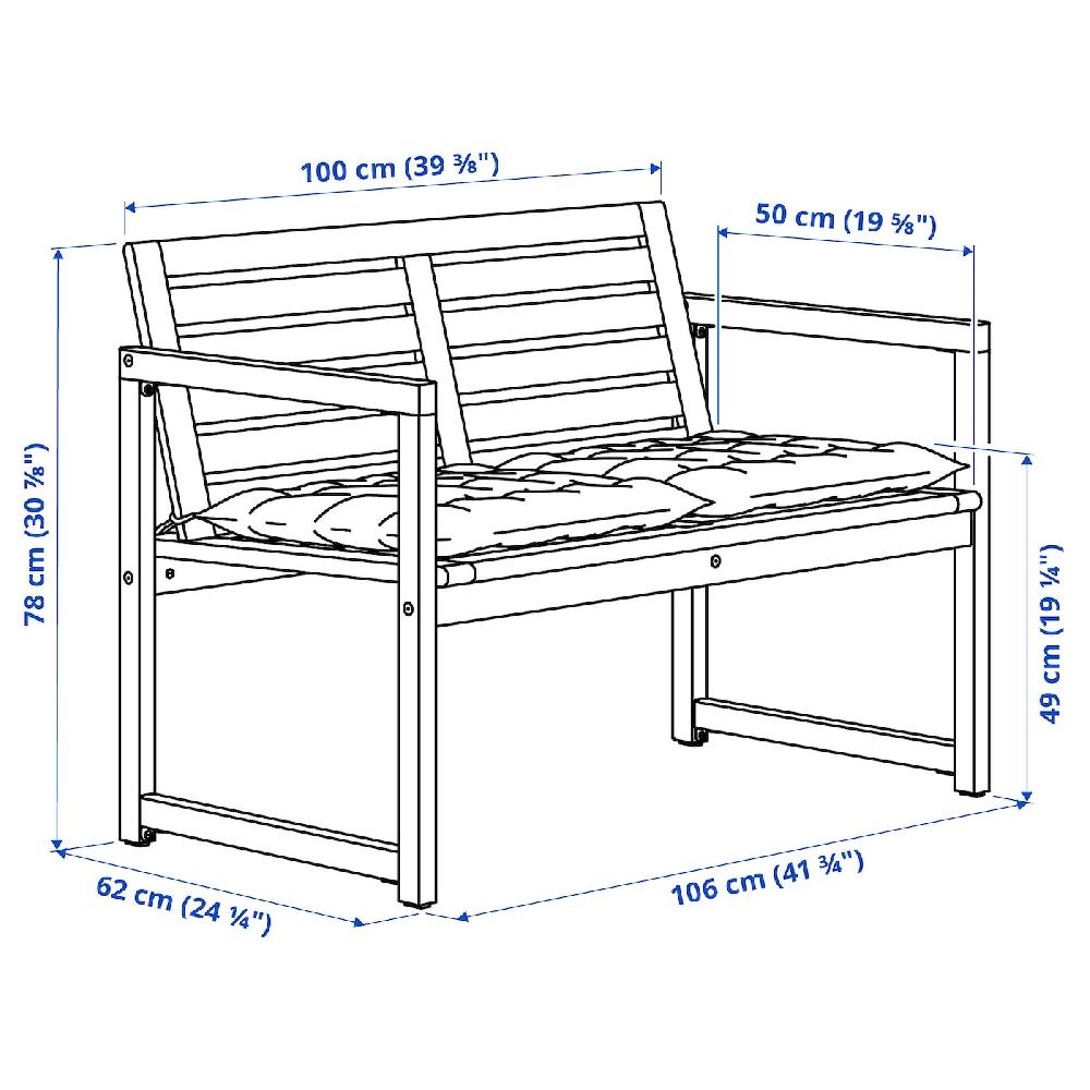 IKEA NÄMMARÖ Panca Con Schienale E Cuscini Mordente Marrone Chiaro/Kuddarna Grigio Chiaro-beige