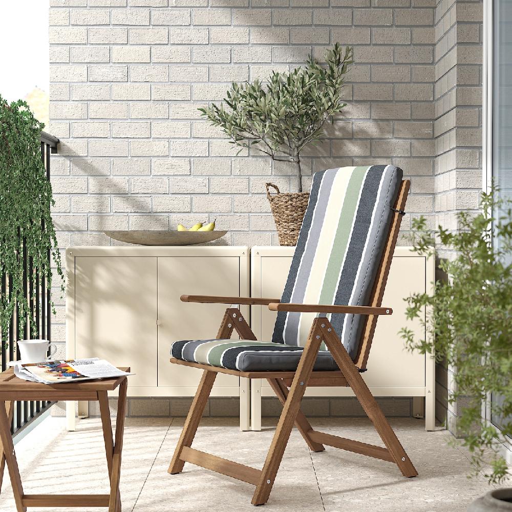 IKEA NÄMMARÖ Sedia Relax Da Giardino Mordente Marrone Chiaro Frösön/Duvholmen/fantasia Motivo A Righe