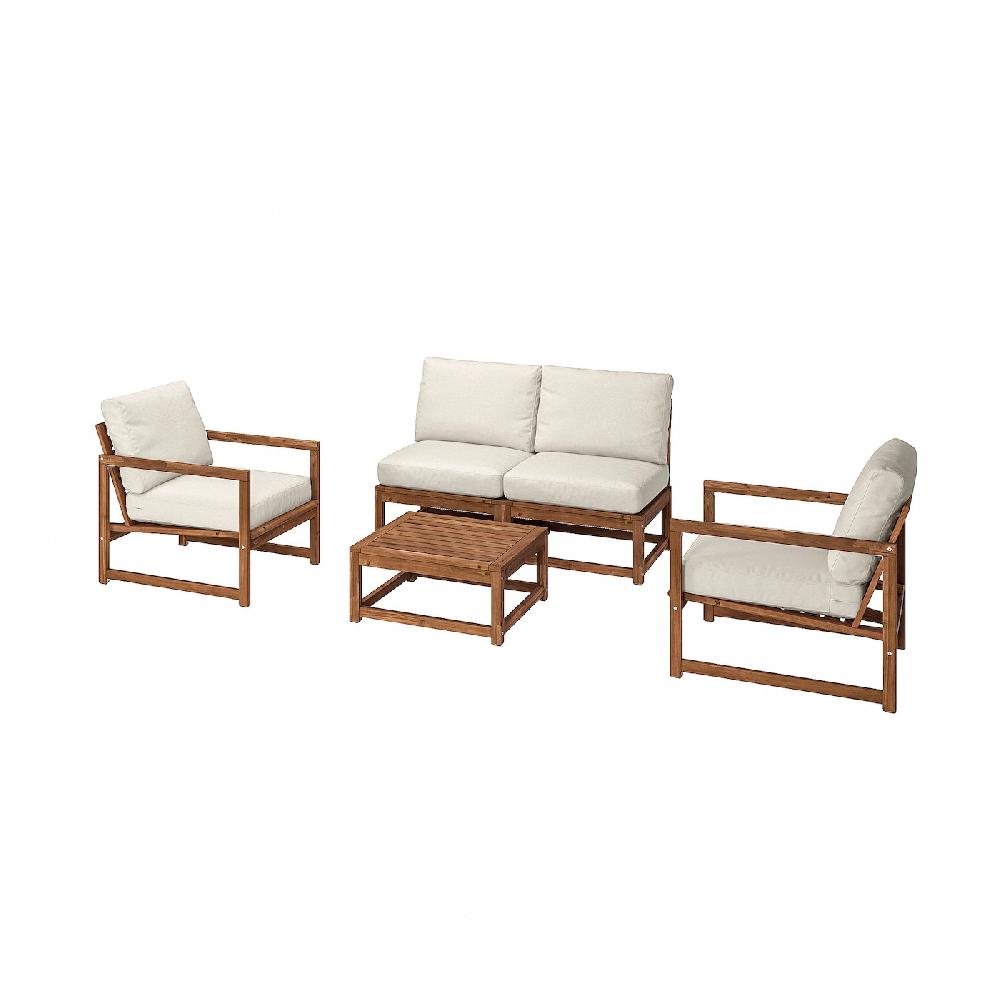 IKEA NÄMMARÖ Set a 4 posti da giardino mordente marrone chiaro/Frösön/Duvholmen beige