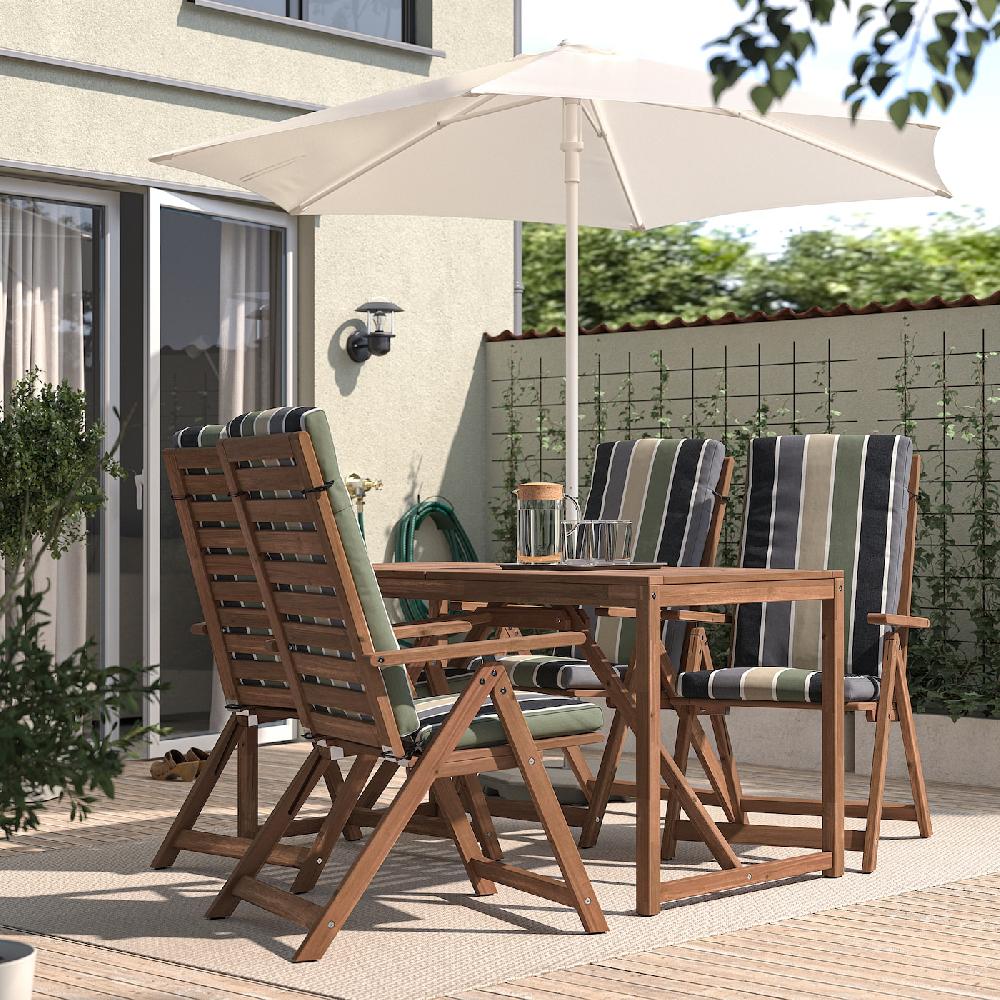 IKEA NÄMMARÖ Tavolo+4 Sedie Relax Da Giardino Mordente Marrone Chiaro/Frösön/Duvholmen Motivo A Righe