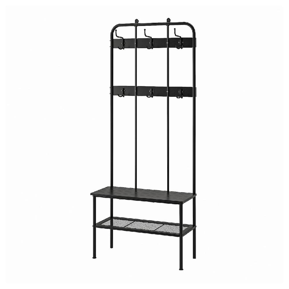 IKEA NIPÅSEN Attaccapanni/panca/rastrell scarpe nero 190x35x79 cm