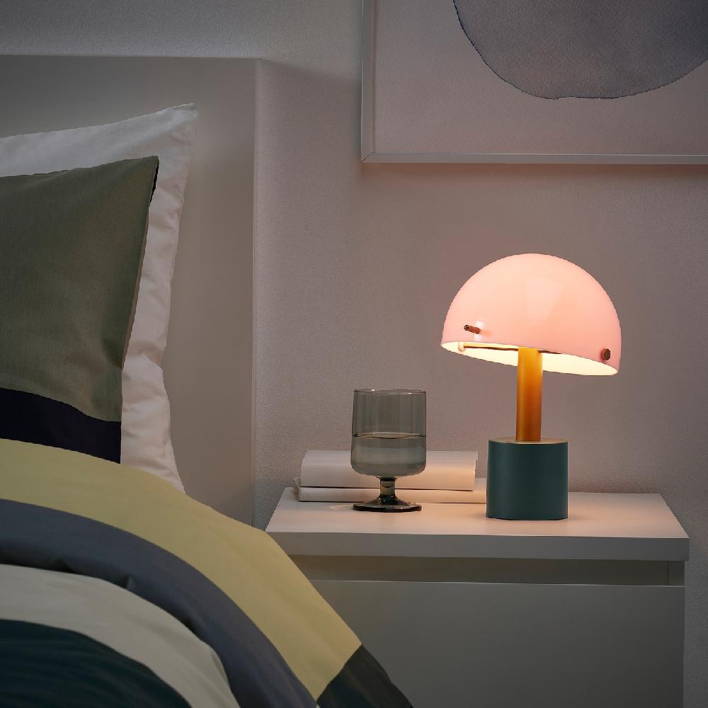 IKEA NÖDMAST Lampada LED Portatile A Batteria Rosa Chiaro/grigio Scuro-verde 26 Cm