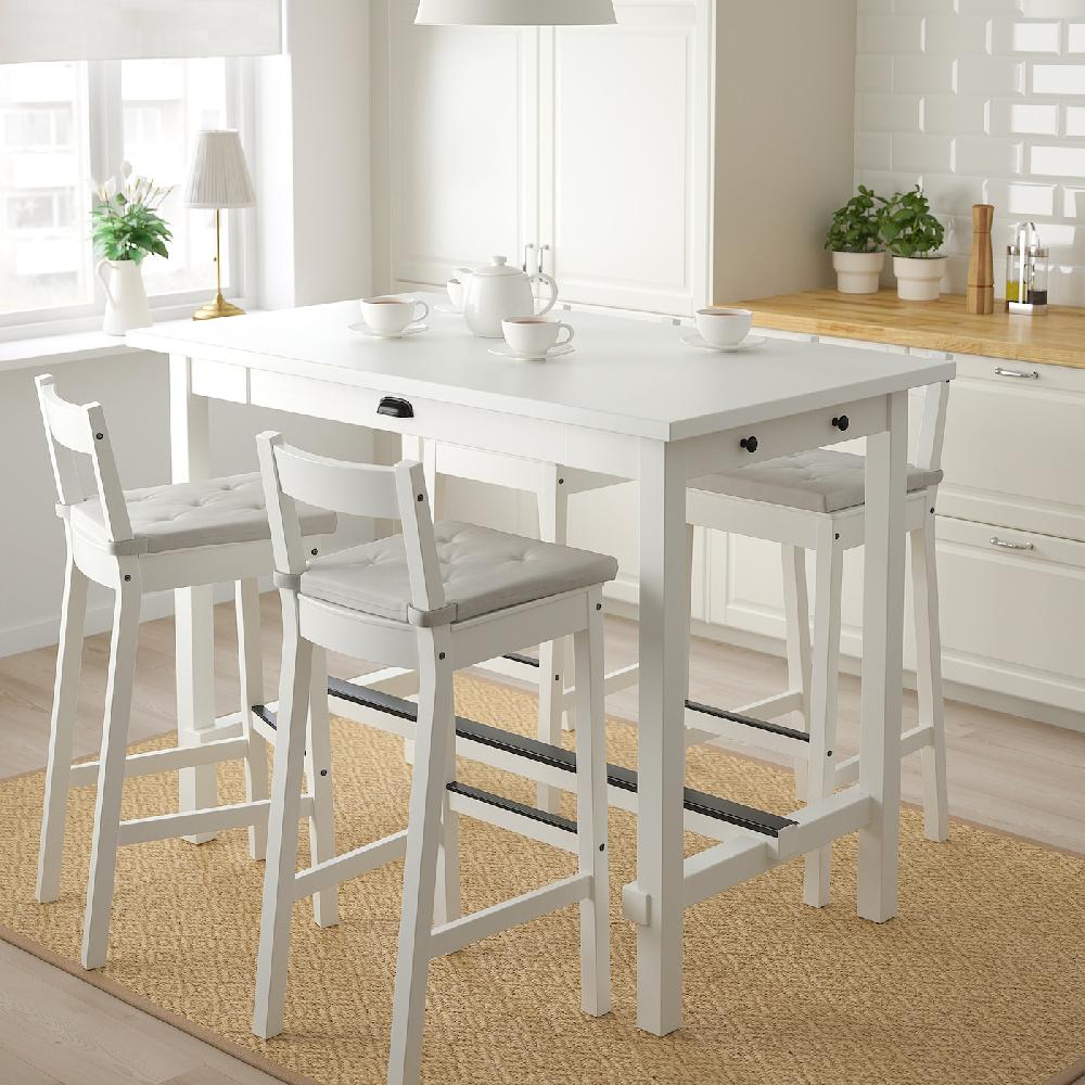 IKEA NORDVIKEN / NORDVIKEN Tavolo E 4 Sgabelli Bar Bianco/bianco