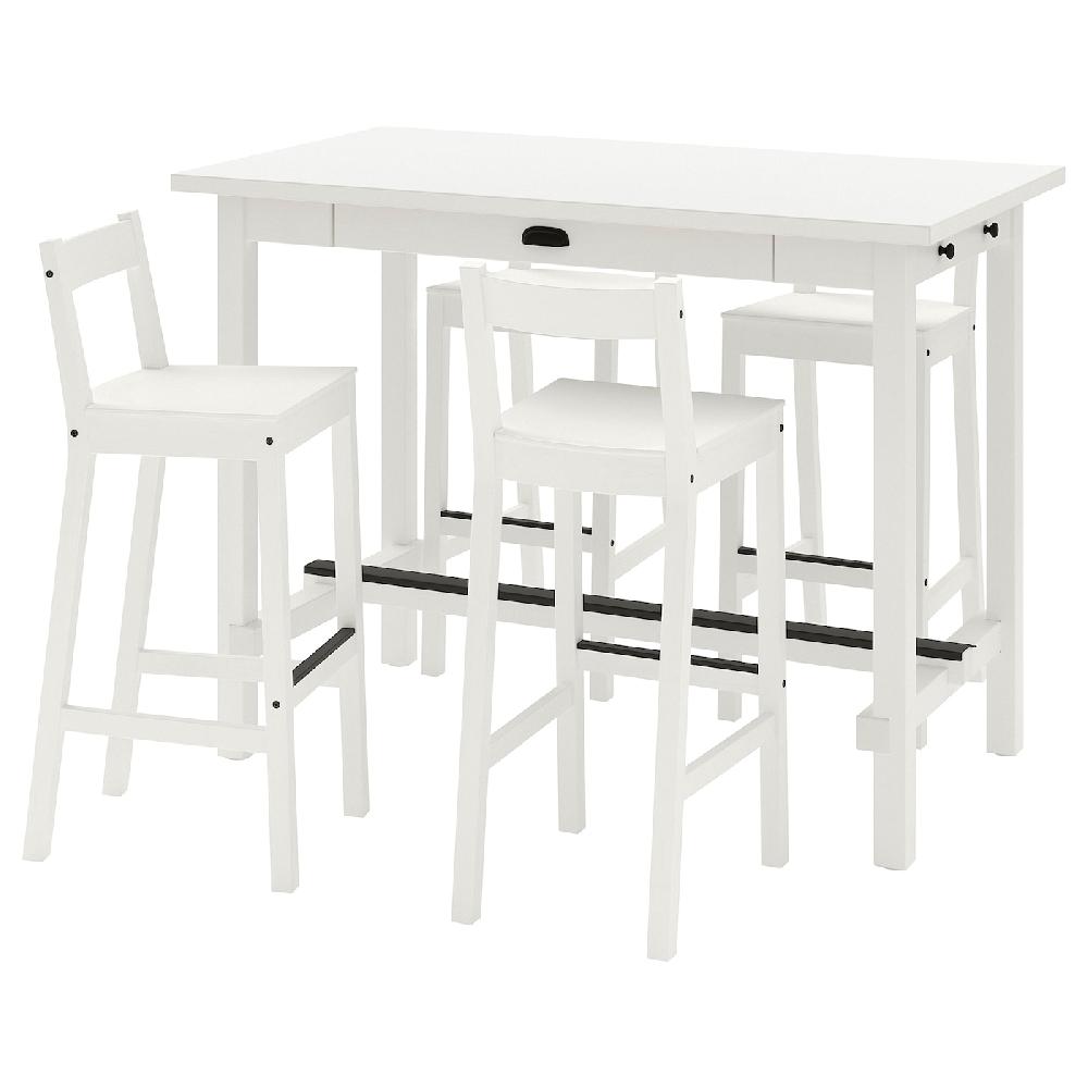 IKEA NORDVIKEN / NORDVIKEN Tavolo e 4 sgabelli bar bianco/bianco