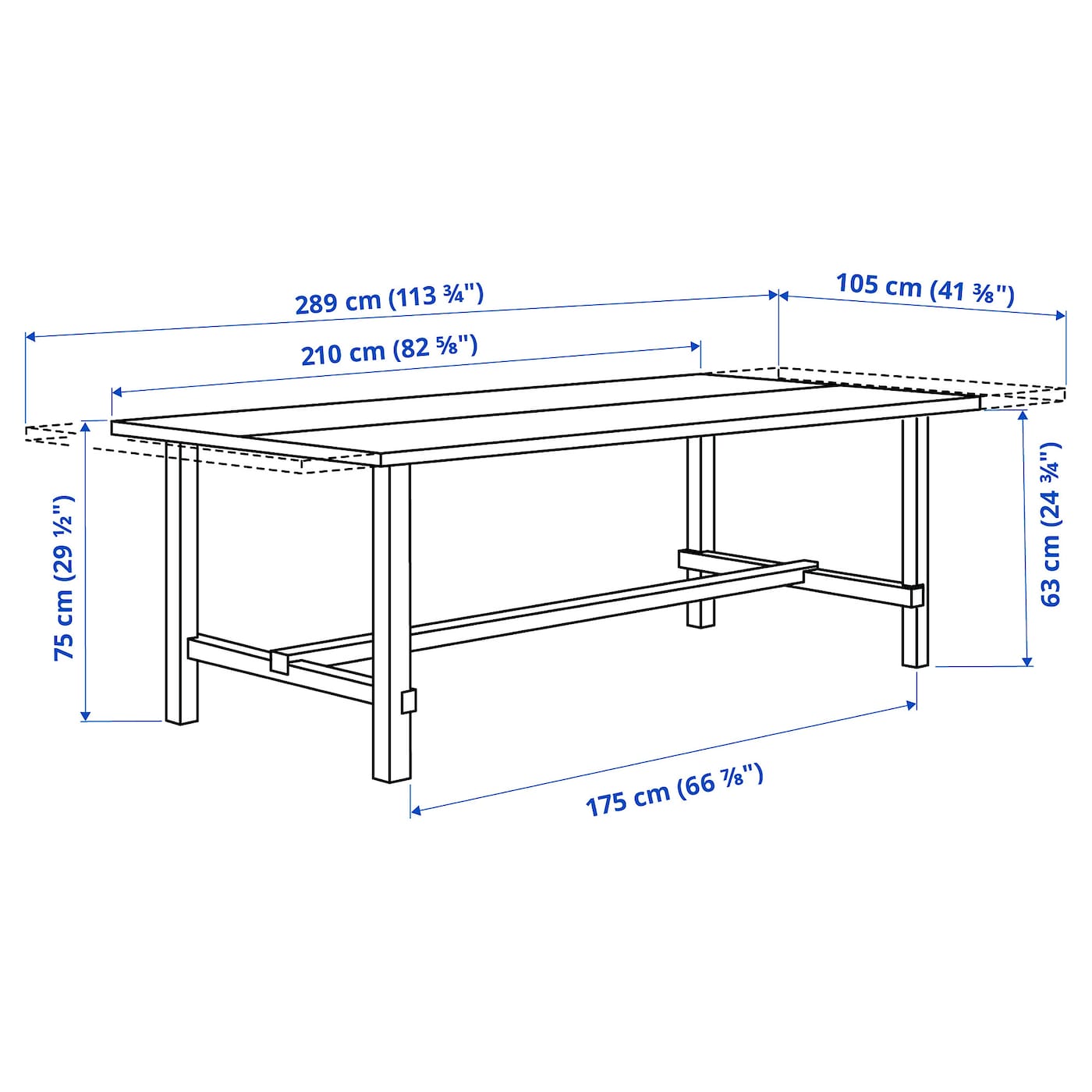 IKEA NORDVIKEN / NORDVIKEN Tavolo E 6 Sedie Mordente Anticato/mordente Anticato 210/289x105 Cm