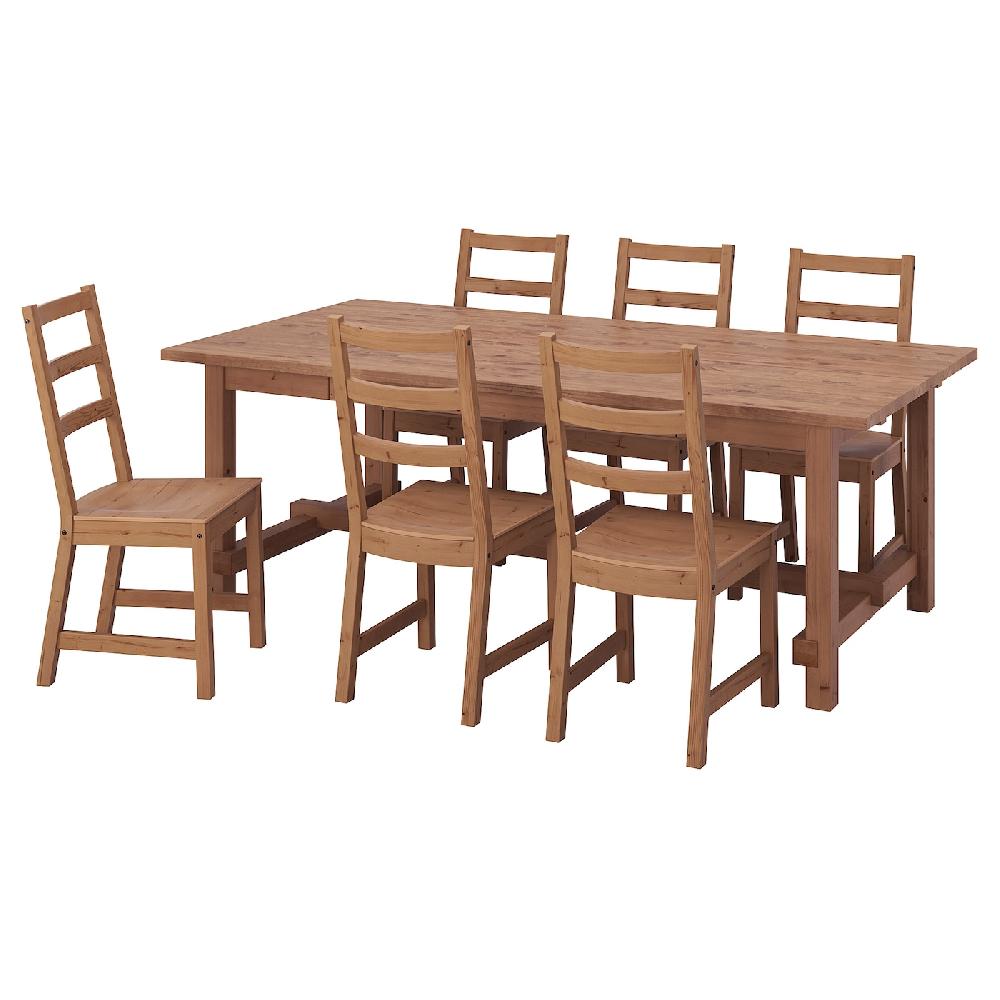 IKEA NORDVIKEN / NORDVIKEN Tavolo e 6 sedie mordente anticato/mordente anticato 210/289x105 cm