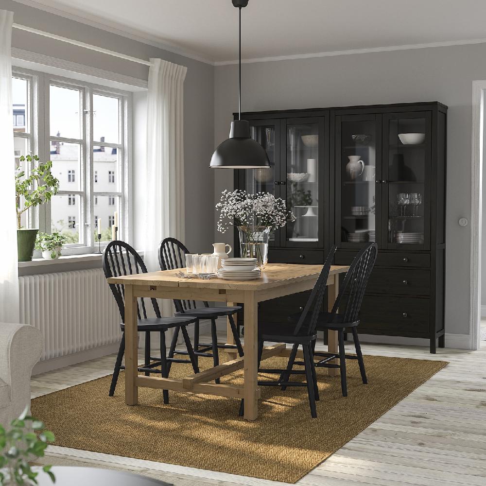 IKEA NORDVIKEN / SKOGSTA Tavolo E 4 Sedie Mordente Anticato/nero 152/223 Cm