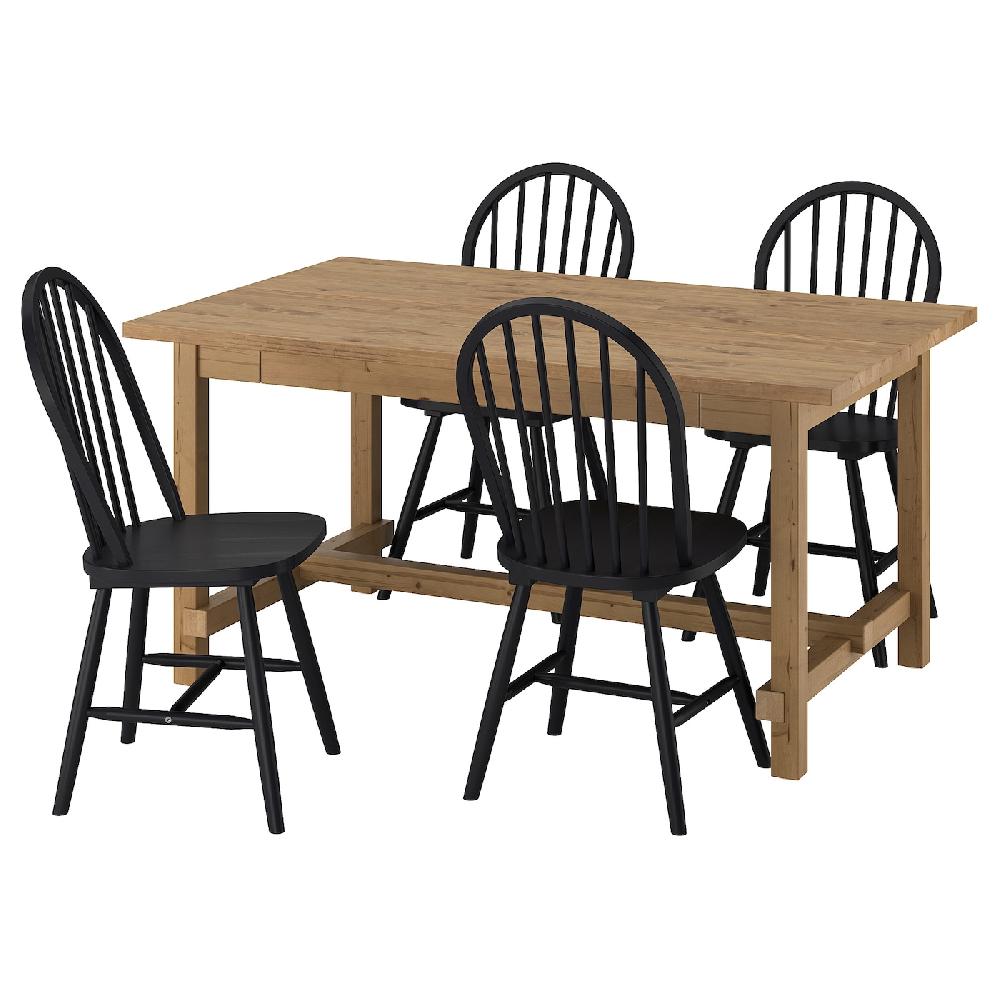 IKEA NORDVIKEN / SKOGSTA Tavolo e 4 sedie mordente anticato/nero 152/223 cm