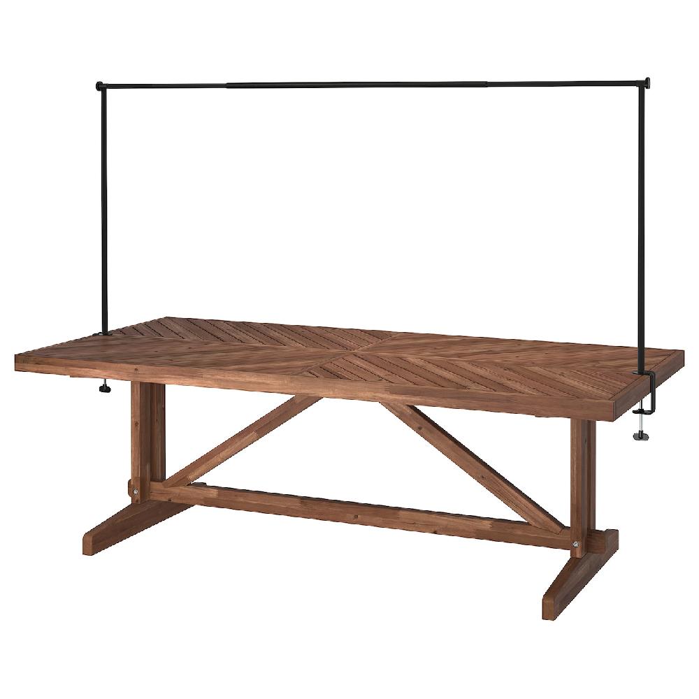 IKEA NORRMANSÖ / HELGEÖ Tavolo con barra decorativa da esterno acacia/nero 220 cm