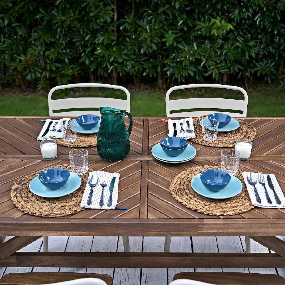 IKEA NORRMANSÖ / NORRMANSÖ Tavolo+6 Sedie Da Giardino Acacia/beige Acacia 220x100 Cm