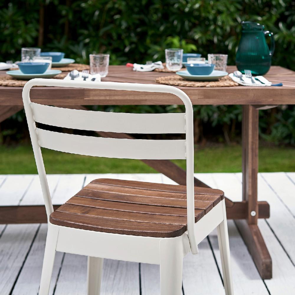IKEA NORRMANSÖ / NORRMANSÖ Tavolo+6 Sedie Da Giardino Acacia/beige Acacia 220x100 Cm