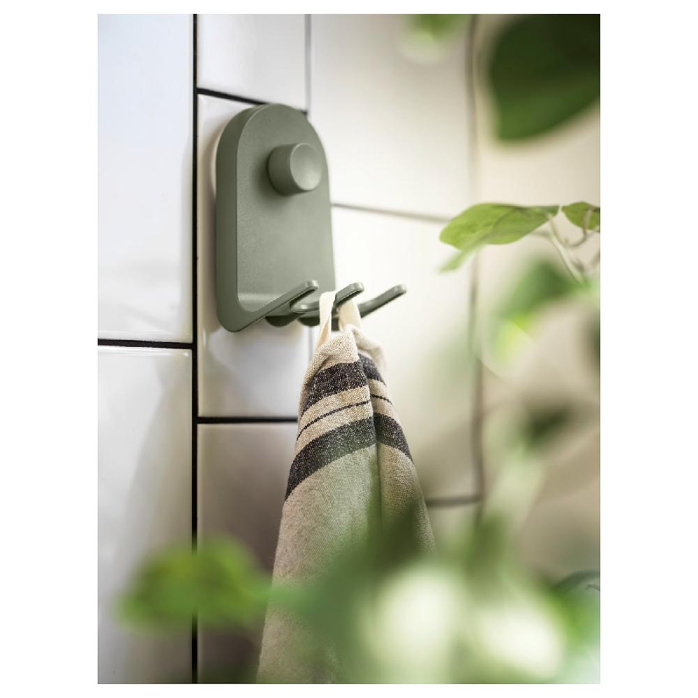 IKEA ÖBONÄS Gancio Triplo Con Ventosa Grigio-verde 7x11 Cm