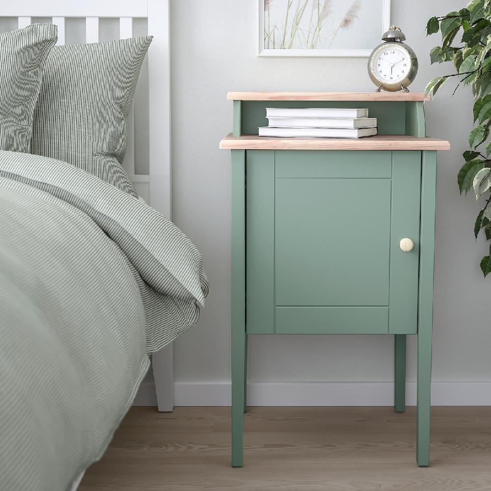 IKEA OLDERDALEN Comodino Grigio-verde/pino 47x43 Cm