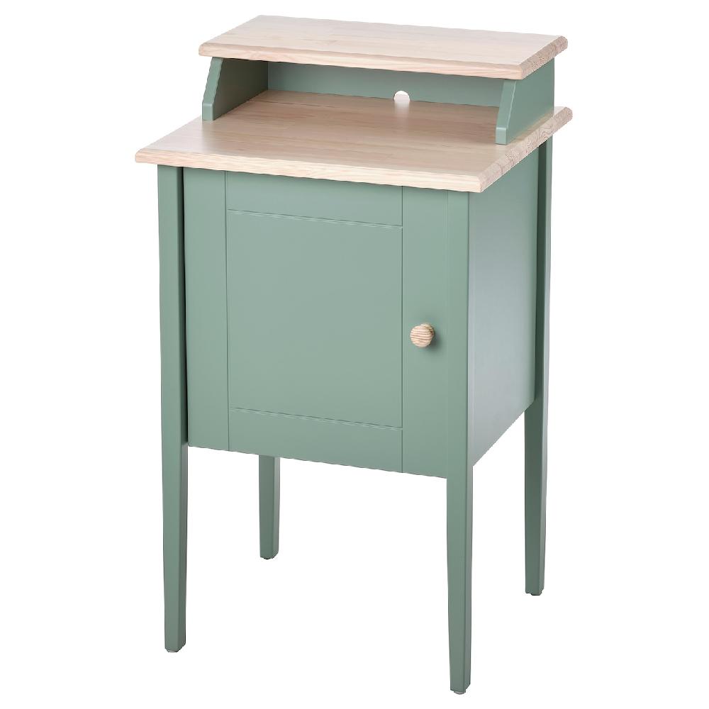 IKEA OLDERDALEN Comodino grigio-verde/pino 47x43 cm