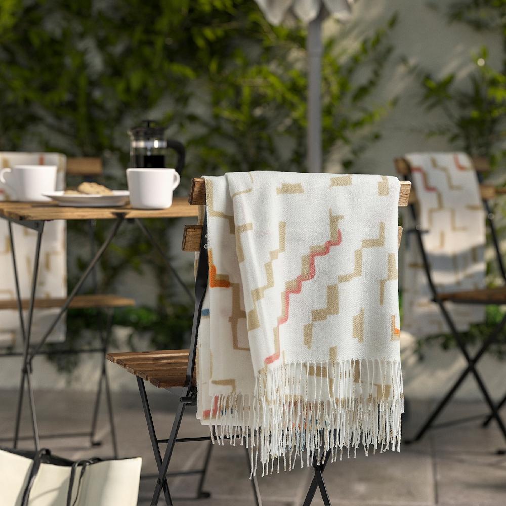 IKEA OLIVSPINNMAL Plaid Bianco Sporco/fantasia 120x160 Cm