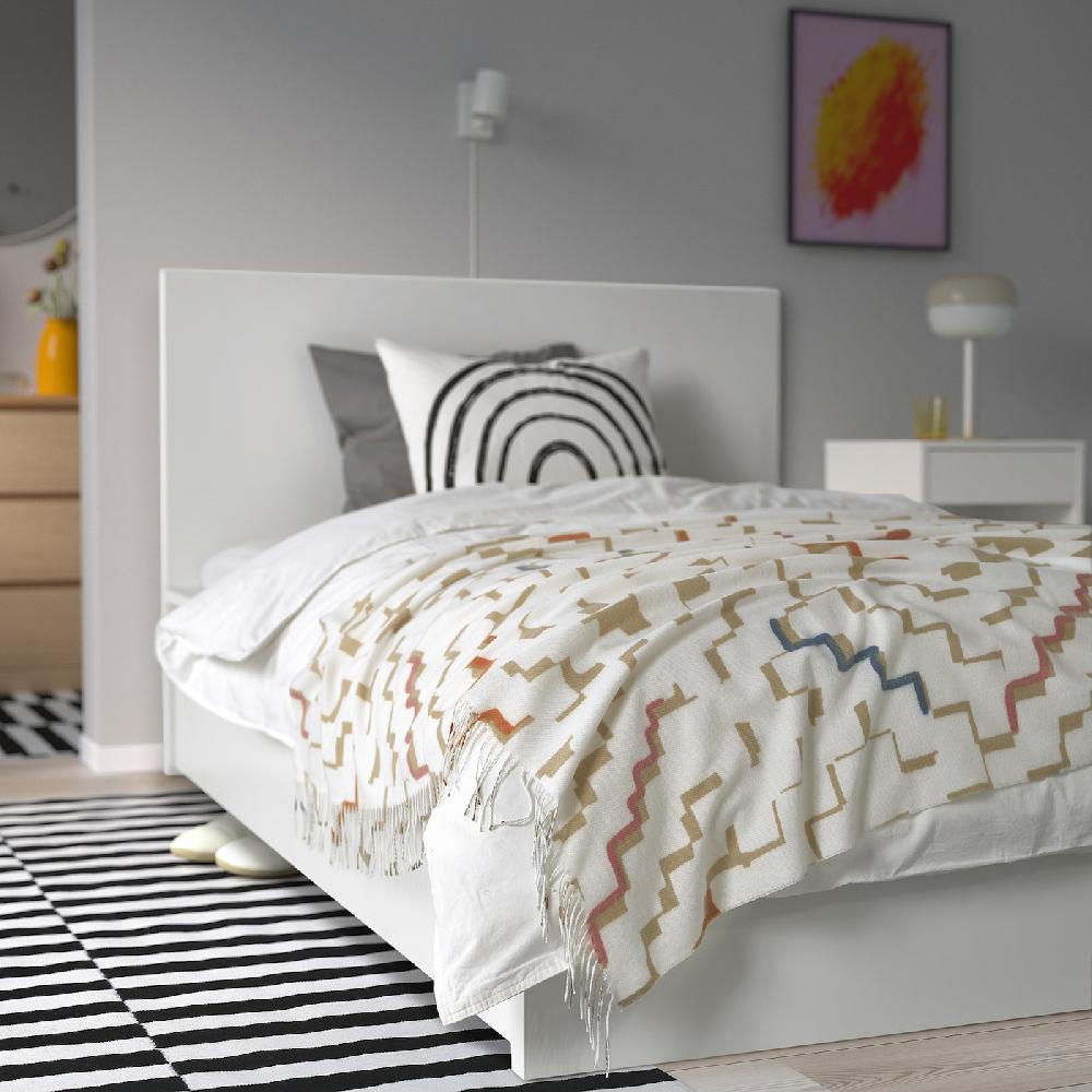 IKEA OLIVSPINNMAL Plaid Bianco Sporco/fantasia 120x160 Cm