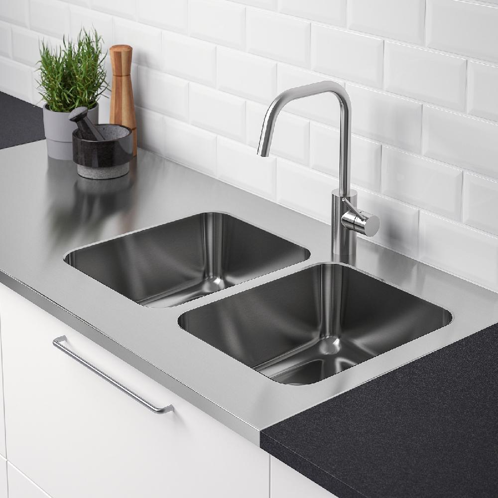 IKEA OLOFSJÖN Piano Lavoro/2 Lavelli Integrati Inox 140x63.5 Cm
