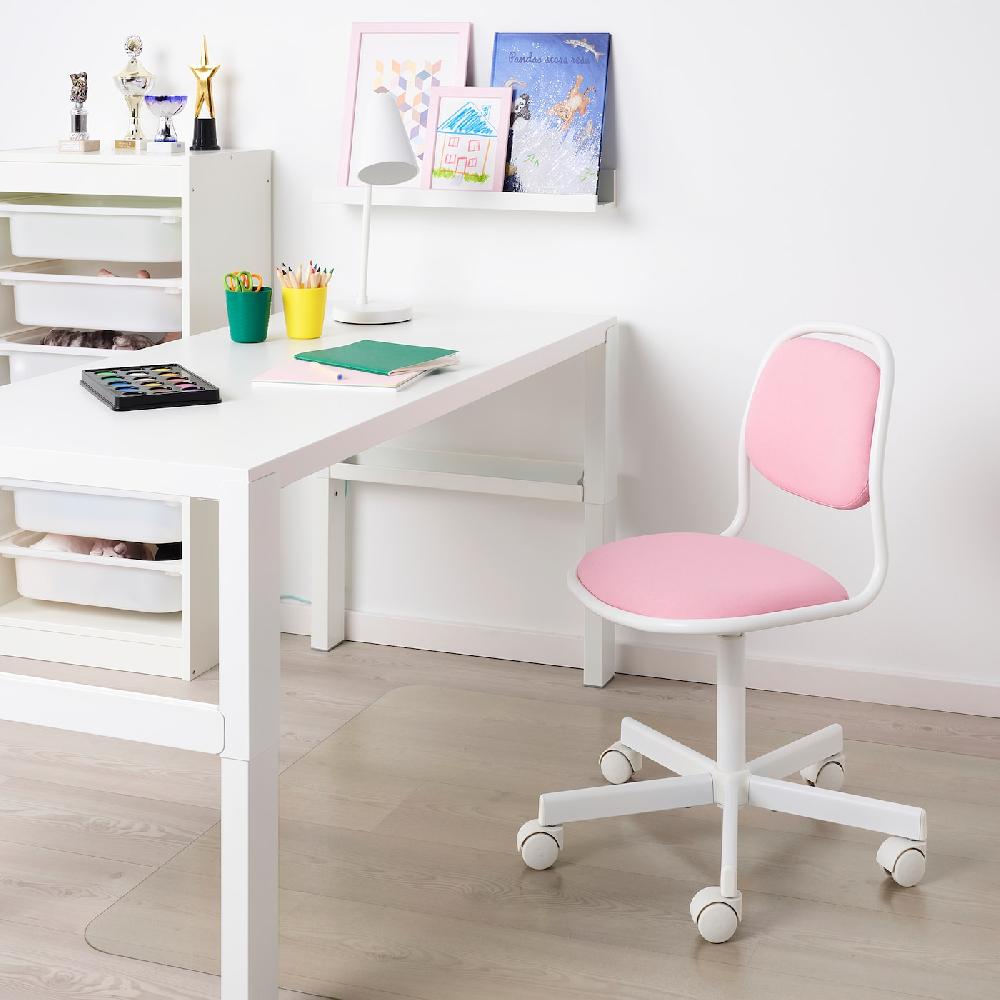 IKEA ÖRFJÄLL Sedia Da Scrivania Per Bambini Bianco/Vissle Rosa