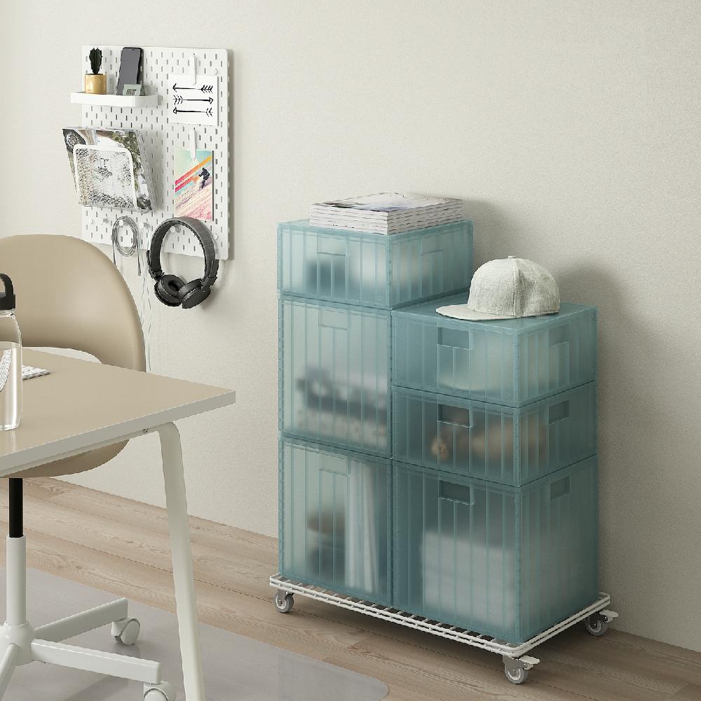 IKEA PANSARTAX Contenitore Con Coperchio Trasparente Grigio-blu 33x33x33 Cm