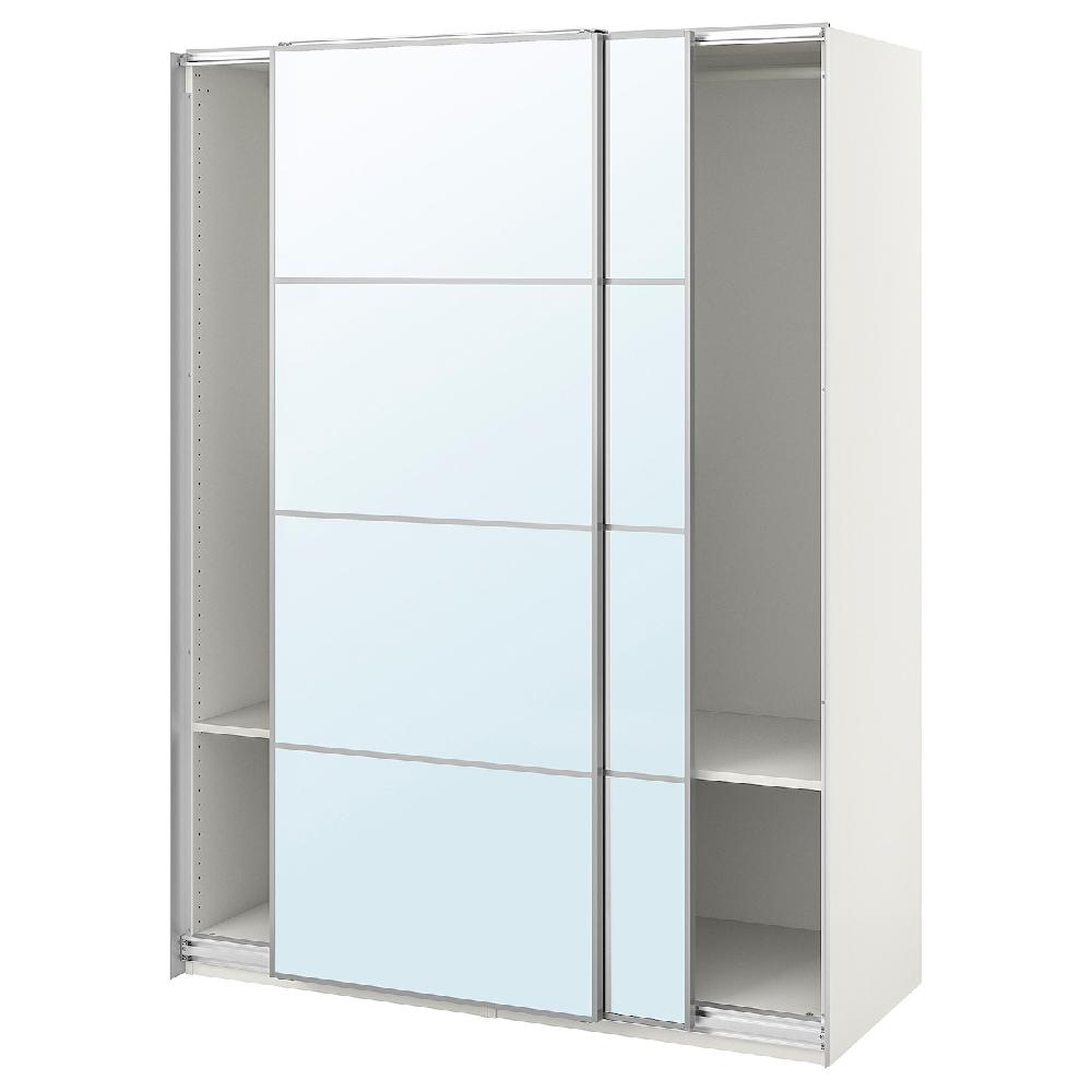 IKEA PAX / AULI Guardaroba con ante scorrevoli bianco/vetro a specchio 150x66x201 cm