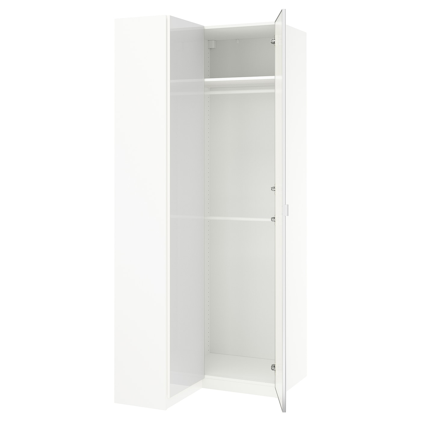 IKEA PAX / FARDAL/ÅHEIM Guardaroba angolare lucido bianco/vetro a specchio 111/88x236 cm