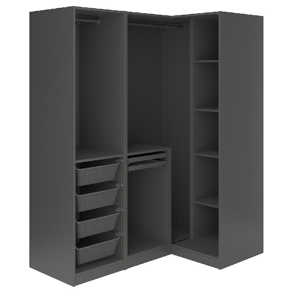 IKEA PAX / FYRUDDEN Guardaroba angolare grigio scuro/blu 161/111x201 cm