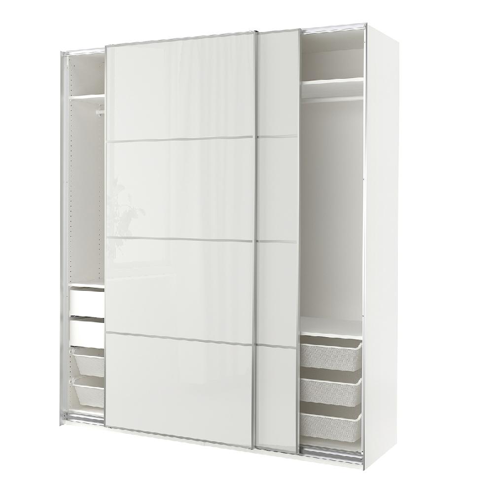 IKEA PAX / HOKKSUND Combinazione di guardaroba bianco/lucido grigio chiaro 200x66x236 cm