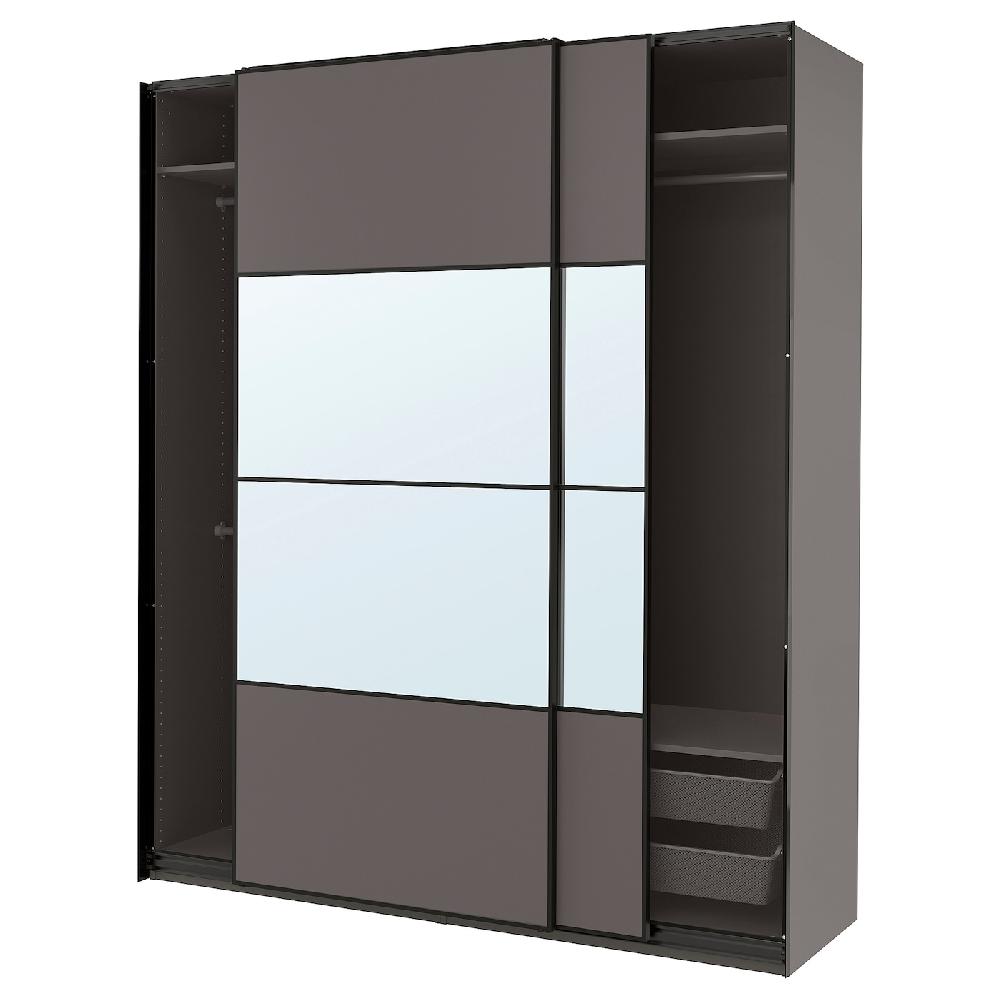 IKEA PAX / MEHAMN/AULI Combinazione di guardaroba grigio scuro double-face/grigio scuro vetro a specchio 200x66x236 cm