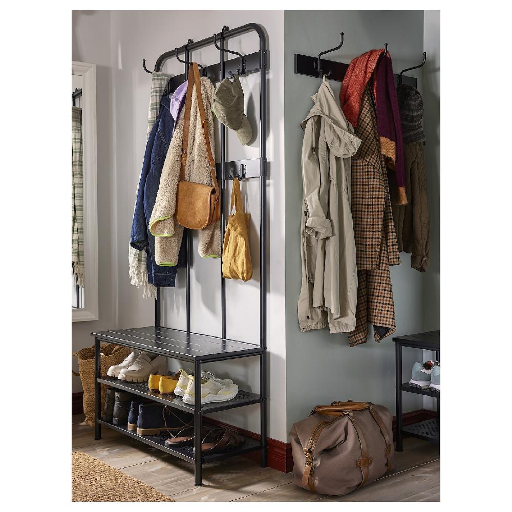IKEA PINNIG Attaccap/rastrelliera Scarpe/panca Nero 193x37x90 Cm