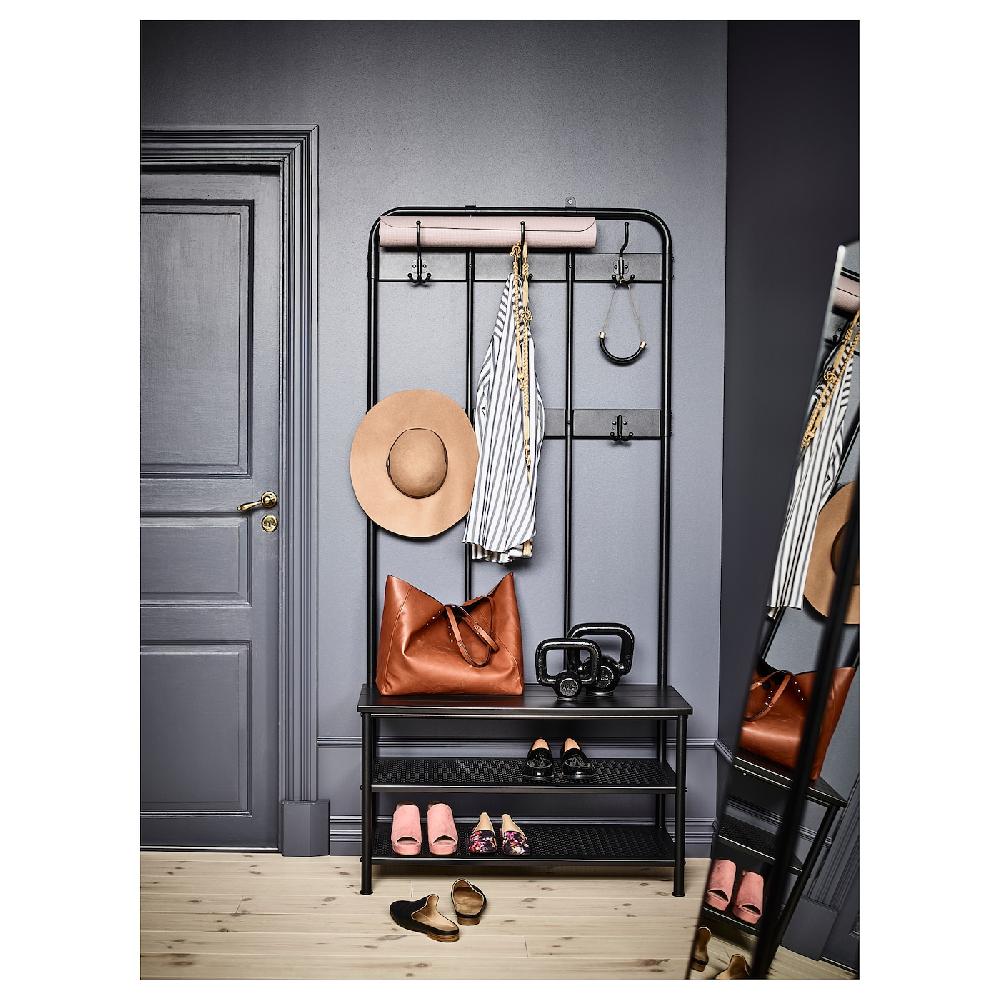 IKEA PINNIG Attaccap/rastrelliera Scarpe/panca Nero 193x37x90 Cm