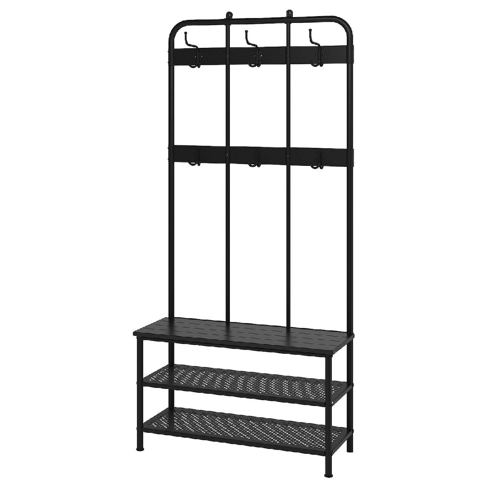 IKEA PINNIG Attaccap/rastrelliera scarpe/panca nero 193x37x90 cm