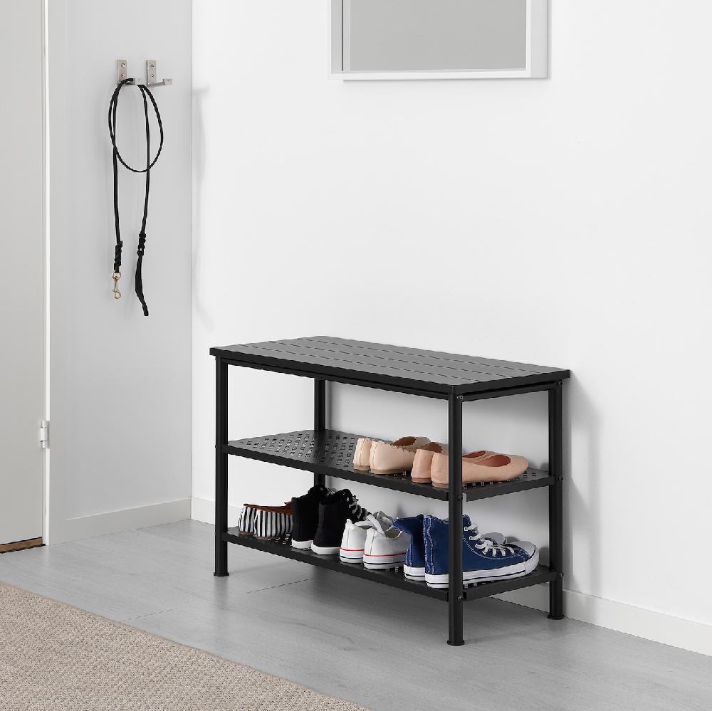 IKEA PINNIG Panca Con Vano Per Scarpe Nero 79x35x52 Cm