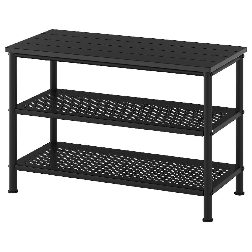 IKEA PINNIG Panca con vano per scarpe nero 79x35x52 cm