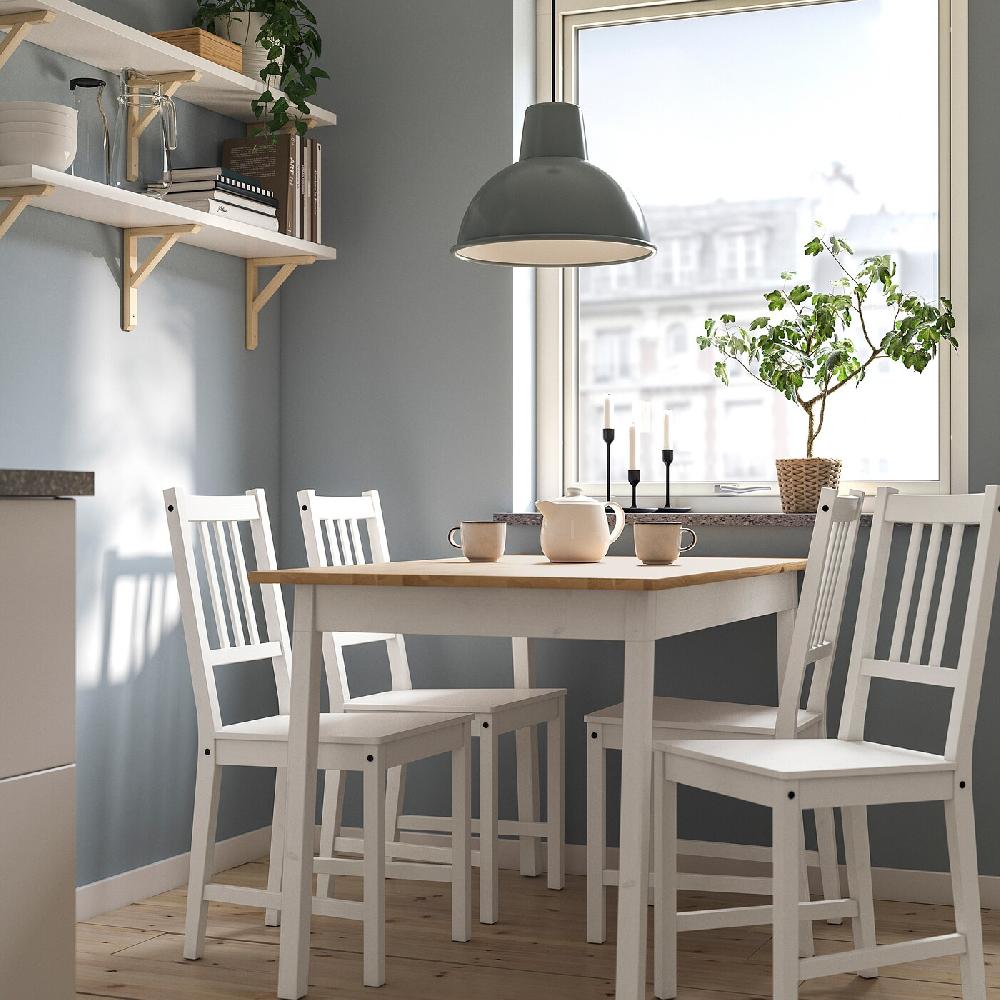 IKEA PINNTORP / STEFAN Tavolo E 4 Sedie Mordente Marrone Chiaro Mordente Bianco/bianco 125 Cm