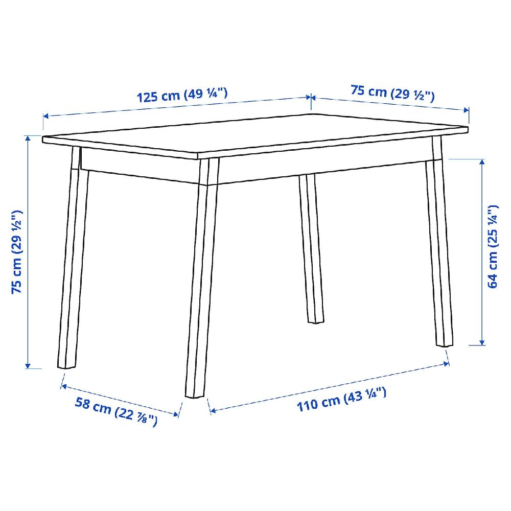 IKEA PINNTORP / STEFAN Tavolo E 4 Sedie Mordente Marrone Chiaro Mordente Bianco/bianco 125 Cm