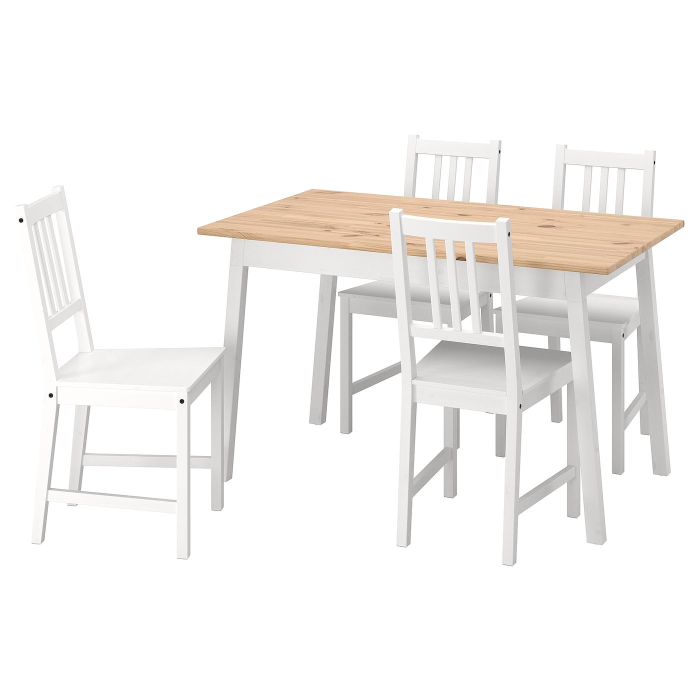 IKEA PINNTORP / STEFAN Tavolo e 4 sedie mordente marrone chiaro mordente bianco/bianco 125 cm
