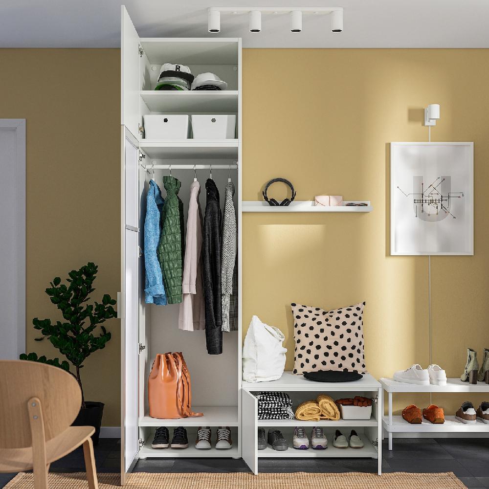 IKEA PLATSA Guardaroba Con 4 Ante Bianco STRAUMEN Specchio/FONNES Bianco 140x57x241 Cm