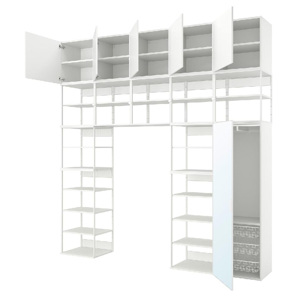 IKEA PLATSA Guardaroba con 6 ante bianco STRAUMEN specchio/FONNES bianco 300x42x301 cm